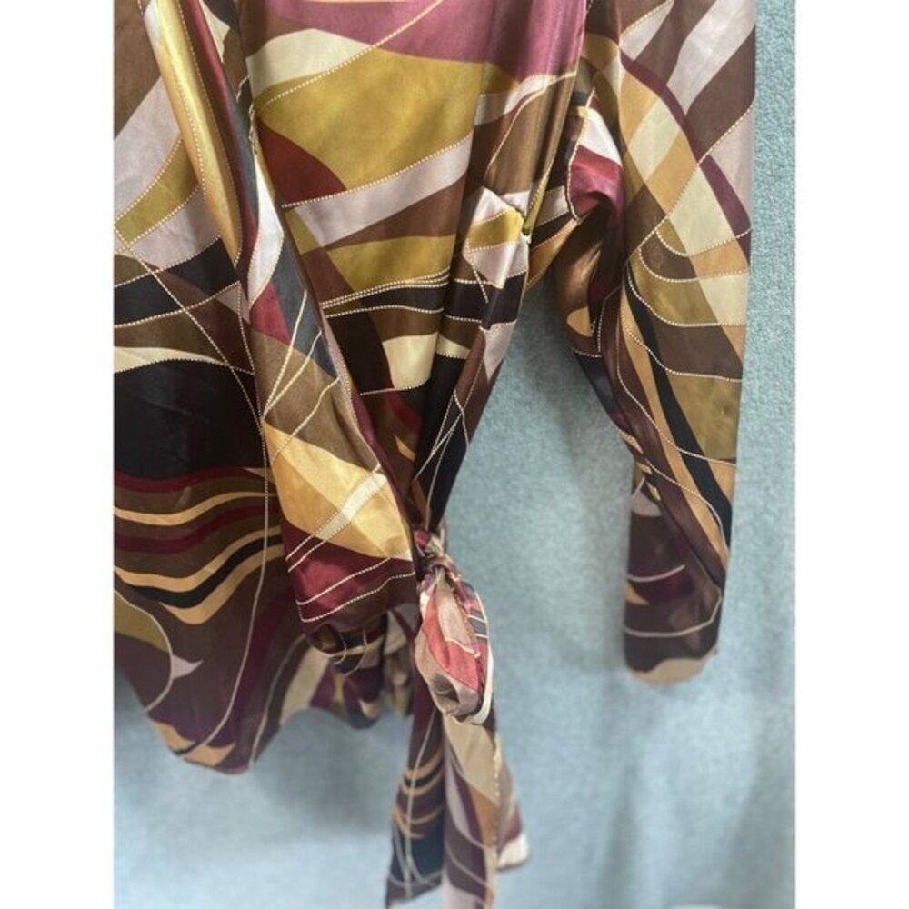 Lane Bryant 26/28 Abstract Print Wrap Blouse Plus Size‎ Long Sleeve Top - Picture 3 of 13